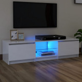 Comoda TV cu lumini LED, alb extralucios, 140x40x35,5 cm GartenMobel Dekor, vidaXL