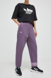 Adidas Originals pantaloni de trening culoarea violet, cu imprimeu