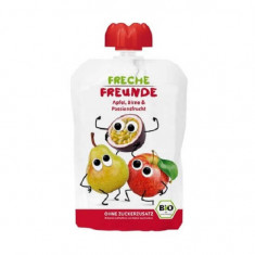 Piure Eco din mere, pere si fructul pasiunii, 100 gr, Freche Freunde