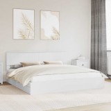 vidaXL Pat cu storage cu headboard Alb 200 x 200 cm Lemn compozit 3410763