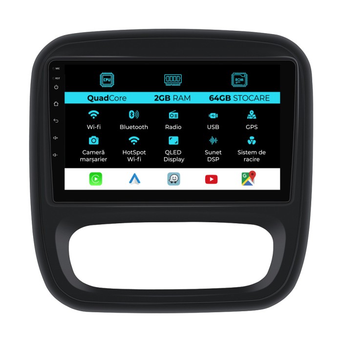 Navigatie Dedicata Opel Vivaro Renault Trafic Fiat Talento (2014 - 2018), 9 Inch, 2Gb Ram, 64Gb stocare, Carplay