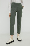 Levi&#039;s pantaloni femei, culoarea verde, mulata, medium waist