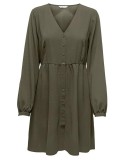 Rochie de dama ONLY Onlnova Life L S Thea Button, cu maneca lunga, verde, XS - OUTLET