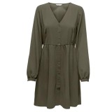 Rochie de dama ONLY Onlnova Life L S Thea Button, cu maneca lunga, verde, XS - OUTLET
