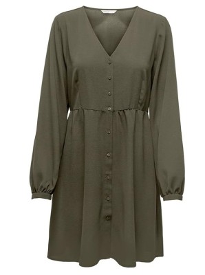 Rochie de dama ONLY Onlnova Life L S Thea Button, cu maneca lunga, verde, XS - OUTLET foto