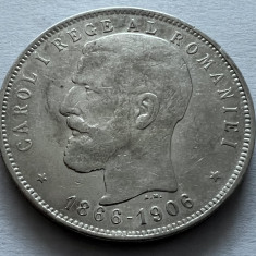 5 Lei 1906 Argint, Carol I, Romania, cap-cap