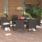 VidaXL Set mobilier de grădină cu perne, 7 piese, maro, poliratan
