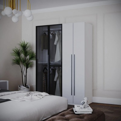 DRESSING MONTREAL MDF CULOARE ALB+GRI 140x200x55 foto