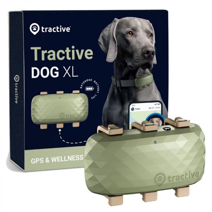 Tractive GPS DOG XL - urmărește locația și activitatea c&acirc;inelui dumneavoastră - verde