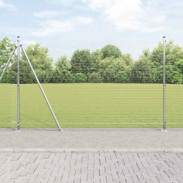 Gard din s&acirc;rmă sudată cu 13 st&acirc;lpi flanșați 1.5x25 m Oțel galvanizat