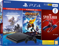 Consola PlayStation 4 Slim 500GB SH (Second Hand)+ 3 jocuri: Horizon Zero Dawn Complete + Ratchet &amp;amp; Clank + Marvel Spider-Man foto