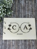 Guestbook personalizat,din lemn,gravat la laser,cu initialele CA