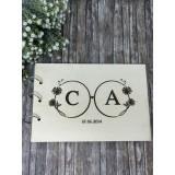 Guestbook personalizat,din lemn,gravat la laser,cu initialele CA