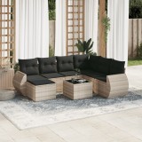 Cumpara ieftin Gossi set mobilier de gradina cu perne, 8 piese gri deschis poliratan