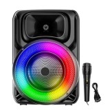 Boxa portabila cu microfon ZQS8147, 45W PMPO, BT/FM/USB/AUX, RGB