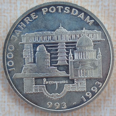 (A480) MONEDA DIN ARGINT GERMANIA - 10 MARK 1993, LIT. F, 1000 ANI POTSDAM-PROOF