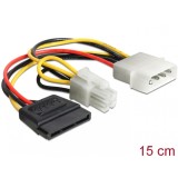 Cablu de alimentare Molex la SATA 15 pini + P4 15cm, Delock 60127