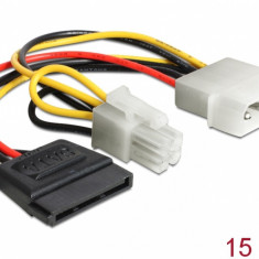 Cablu de alimentare Molex la SATA 15 pini + P4 15cm, Delock 60127