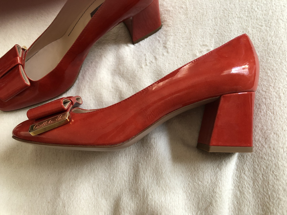 Pantofi de dama rosii, piele, 37,5, 37.5, Rosu, Cu toc | Okazii.ro