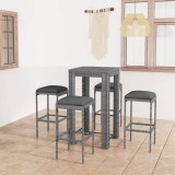Gossi set mobilier bar de gradina cu perne, 5 piese, gri, poliratan