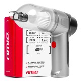 Aspirator auto fara fir cu acumulator AMiO, filtru Hepa, 40W, 4000mAh, incarcare USB-C, timp de lucru aprox. 20 min, 6 capete