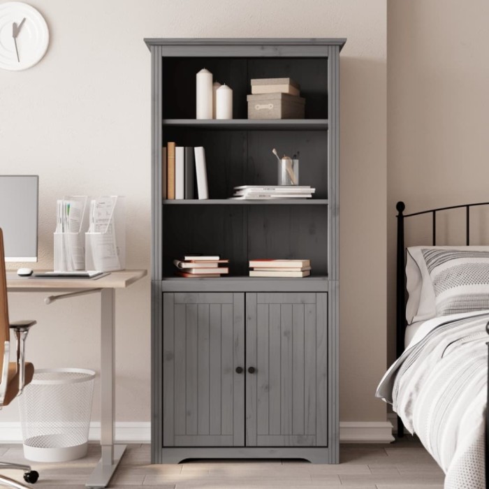 Gossi biblioteca &quot;bodo&quot;, gri, 82x40x173 cm, lemn masiv de pin