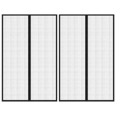 Perdea de ușă anti-insecte cu magnet, 2 buc., negru, 220x130 cm foto