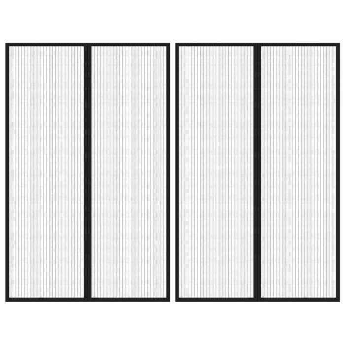 Perdea de ușă anti-insecte cu magnet, 2 buc., negru, 220x130 cm