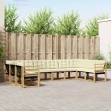 vidaXL Set de canapele de exterior cu pernă 10 pcs Alb și crem 3389896