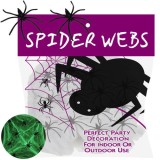 Panza de paianjen fluorescenta, 20 paianjeni 3x3 cm, decor Halloween, alb/negru