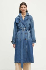 Levi&#039;s palton jeans femei, culoarea albastru marin, de tranzitie, cu doua randuri de nasturi, A8976