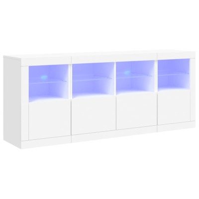Servanta cu lumini LED, alb, 163x37x67 cm foto