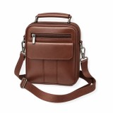 Cumpara ieftin Borseta barbati din piele naturala maro 23x19 cm &ndash; geanta umar si mana de lux, bareta detasabila - Magrot 26055