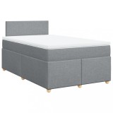 Cumpara ieftin Pat continental cu saltea, gri deschis, 120x200 cm, textil