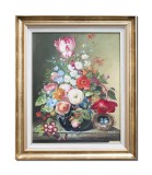Cumpara ieftin Tablou celebru inramat pictat manual, Aranjament floral, 65x55cm ulei pe panza, reproducere Rachel Ruysch, Magnific