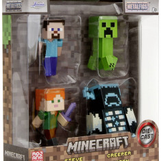 Set figurine metalice - Minecraft - Steve, Alex, Crepper, Warden | Jada Toys