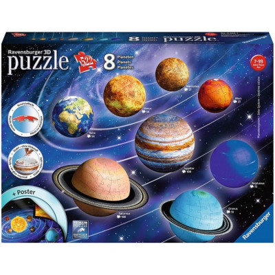 Puzzle Sistemul solar 3D, 27/54/72/108 piese Ravensburger foto