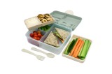 CUTIE PRANZ BENTO 2 NIVELE CU TACAMURI MELII FLORI ALBASTRE