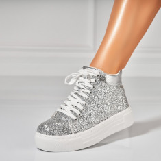 Sneakersi dama Textil Argintii Kasiya foto