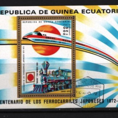 GUINEA ECUATORIALA 1972 – LOCOMOTIVA DE EPOCA, colita DT stampilata, M12