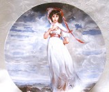 FARFURIE DECORATIVA PORTELAN BAVARIA FEMEIE IN TINUTA DE EPOCA PINKIE DE THOMAS LAWRENCE 25.5 CM