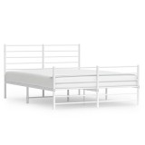 Cumpara ieftin Cadru de pat metalic cu tablie, alb, 140x200 cm