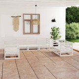 Gossi set mobilier de gradina, 7 piese, alb, lemn masiv de pin