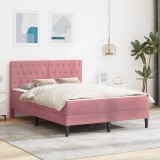 vidaXL Cadru de pat cu saltea cu headboard Roz 120 x 190 cm Catifea 3415039