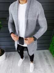 Cardigan barbati gri deschis slim fit ZR T3557 foto