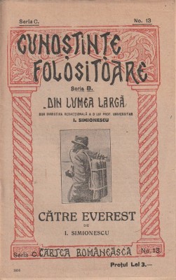 I. SIMIONESCU - CATRE EVEREST ( INTERBELICA ) foto