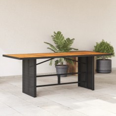 vidaXL Masă grădină, blat din lemn acacia negru 190x80x75 cm poliratan