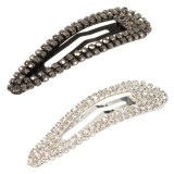 Clame de păr triunghiulare cu strasuri, Set 2 buc, Negru și Argintiu, 7 cm, CMCLASS