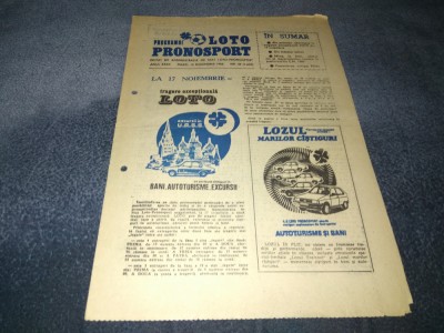 REVISTA PROGRAMUL LOTO PRONOSPORT 12 MOIEMBRIE 1985 foto