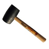 Ciocan de cauciuc WERT 2725, cap 60mm, 450g, maner lemn, 335mm lungime totala